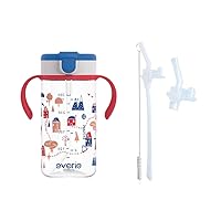 Evorie Tritan Toddler Sippy Cups 10 Oz Kids Water Bottle With Replacement Straw Bundle, Happy Valley