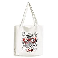 Glasses Tiger Handsome Animal Tote Canvas Bag Shopping Satchel Casual Handbag