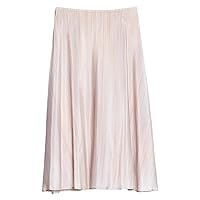 Office Lady Silk Skirt A-Line Solid Skirts Mid-Calf Slight Strech