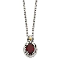 11.76mm 925 Sterling Silver With 14k Accent Garnet Necklace Jewelry for Women