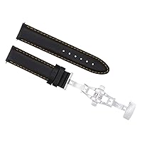 Ewatchparts 18MM SMOOTH LEATHER WATCH STRAP BAND COMPATIBLE WITH INVICTA 19814,19815,19822 DIVER BLACK O