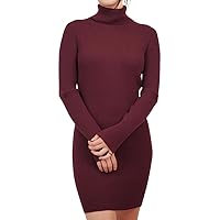 YEMAK Women's Knit Sweater Dress – 3/4 Sleeve Casual Crewneck Pompom Cable Knitted Soft Pullover Mini One Piece