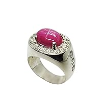 MASOP Big Crystal Cocktail Mens Rings Stainless Steel Jewelry Luxury Red  Stone Fashion Party Ring