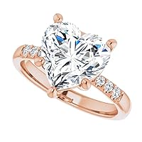 Diamond Engagement Ring, 5 TCW Heart Cut Hidden Halo Style, 14K White/Yellow/Rose Gold, IGI Certified, Size 3-12