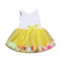 Toddler Patchwork Tutu Princess Dress Pearl Floral Bowknot Tulle Mesh Infant Dresses