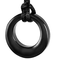 Circle of Life Cremation Jewelry Stainless Steel Memorial Urn Keepsake Necklace(Black)