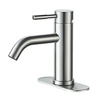 Bathroom Faucet Stainless Steel Brushed Nickel Finish, Single Hole RV Bathroom Faucet Bathroom Sink Faucet 1 Hole with 3 Hole Deck Plate，Water Supply Lines with cUPC Certification