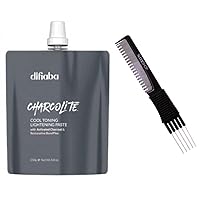 Comb + edgy DIFIABA Charcolite Cool Toning Lightening Paste w/ Activated Charcoal & Restorative BondPlex, Hair Bleach Lightener (w/ Teasing Comb) Bond Plex (8.8 oz (PACK OF 1))