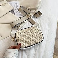 Summer Straw Crossbody Bag Fashion Wide Strap Shoulder Bag Small Handbag Travel Crossbody Messenger Bag for Women