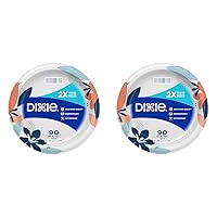 Dixie Paper Plates, 8 ½ inch, Lunch or Light Dinner Size Printed Disposable Plate, Packaging and Design May Vary 90 Counts (Pack of 2)
