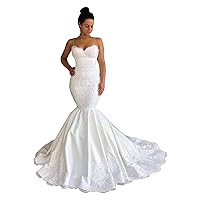 Spaghetti Strap Satin Bridal Ball Gowns Train Lace up Corset Mermaid Wedding Dresses for Bride Plus Size