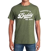 Promoted to Daddy 2024 T-Shirt Funny New Dad Family Tee Shirt Black Large