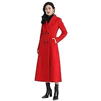 PENER Women Thick Red Charming Wool Jacket Long Warm Trench Coat