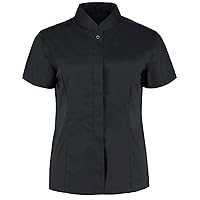 Ladies Short Sleeve Waiter Shirt Womens Restaurant Staff Mandarin Collar Shirt