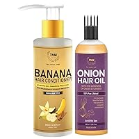 Banana Conditioner (200ml) and Onion Hair Oil (100ml) for Frizz-Free and Healthy Hair | Natural Ingredients with No Harmful Chemical | Hair Care Products for Men & Women, Combo