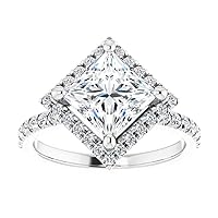 14K Solid White Gold Handmade Engagement Ring 2.00 CT Princess Cut Moissanite Diamond Solitaire Wedding/Bridal Ring for Women/Her Classic Ring