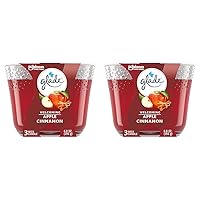 Glade Candle Apple Cinnamon, Fragrance Candle Infused with Essential Oils, Air Freshener Candle, 3-Wick Candle, 6.8 Oz (Pack of 2)