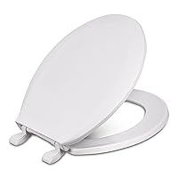 Centoco Toilet Seat Round, Closed Front with Cover, Residential, Plastic, Made in the USA, 1200-301, Crane White (Cotton/Bright)