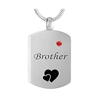 weikui Cremation Jewelry Brother Square Tag Urn Memorial Necklace for Ashes Keepsake Birthstone Jewelry