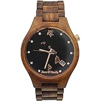 Wooden Wrist Watch for Men - Hawaiian KOA Wood/Swarovski Crystals/Crystal Sapphire Dial Window/Analog Citizen Movement/Wood Watch Band - Includes Logo Stamped Box