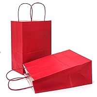 AZOWA Gift Bags Red Small Kraft Paper Bags With Handles (Red, 25 CT)