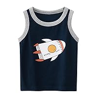 Toddler T Shirts Kids Baby Boys Girls Bus Cars Spacecraft Sleeveless Vest T Shirts Tops Tee 1-7 Years