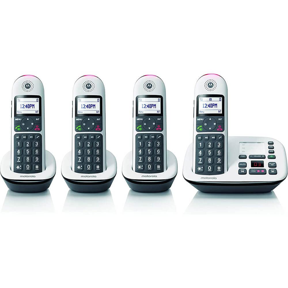 Motorola CD5014 Residential DECT 6.0 Cordless Digital Phone System with Answering Machine, Call Block, and Volume Boost (4 Handsets)