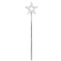 Silver 13 Inches Star Wand Angel Wand Silver Fairy Princess Plating Silver Star Wands, Cosplay Costume Accessories, Magic Wand for Christmas, Halloween, Holiday Shows