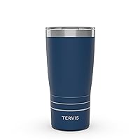 Tervis Traveler Powder Coated Stainless Steel Triple Walled Insulated Tumbler Travel Cup Keeps Drinks Cold & Hot, 20oz, Deepwater Blue