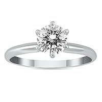 SZUL AGS Certified 1 Carat Diamond Solitaire Ring in 14K White Gold (H-I Color, I1-I2 Clarity)