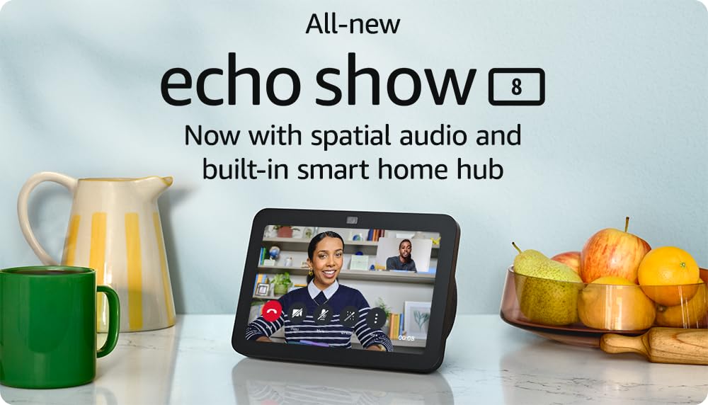 All-new Echo Show 8 (3rd Gen, 2023 release) with Adjustable Stand with USB-C Charging Port | Charcoal