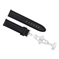 Ewatchparts 18MM SMOOTH LEATHER WATCH STRAP BAND WATERPROOF COMPATIBLE WITH BAUME MERCIER WATCH BLACK