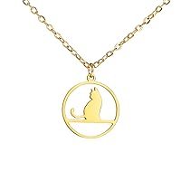 Cute Cat Necklace Watching Book Magic Witch Cat Pendant Jewelry for Women Girls Jewelry Gifts