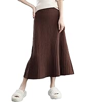 100% Wool High Waist Pleated Skirt Women Korean Elegant Midi Skirt Ladies Autumn Winter Thick A-Line Skirts