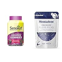 Senokot 60 Count Laxative Gummies and Mentadent 150 Count Double Thread Floss Picks with Toothpicks