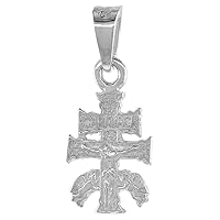 3/4 inch Sterling Silver Caravaca Cross Pendant for Men and Women Matte Finish 19 mm Tall