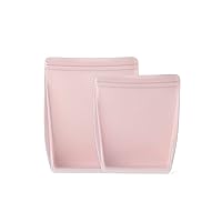 W&P Porter Silicone Reusable Storage Bags, Stand-Up Variety 2 Pack (36oz, 50oz), Blush, Food Storage Container, Microwave and Dishwasher Safe, Easy Cleaning