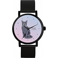 Russian Blue Cat Watch Ladies 38mm Case 3atm Water Resistant Custom Designed Quartz Movement Luxury Fashionable