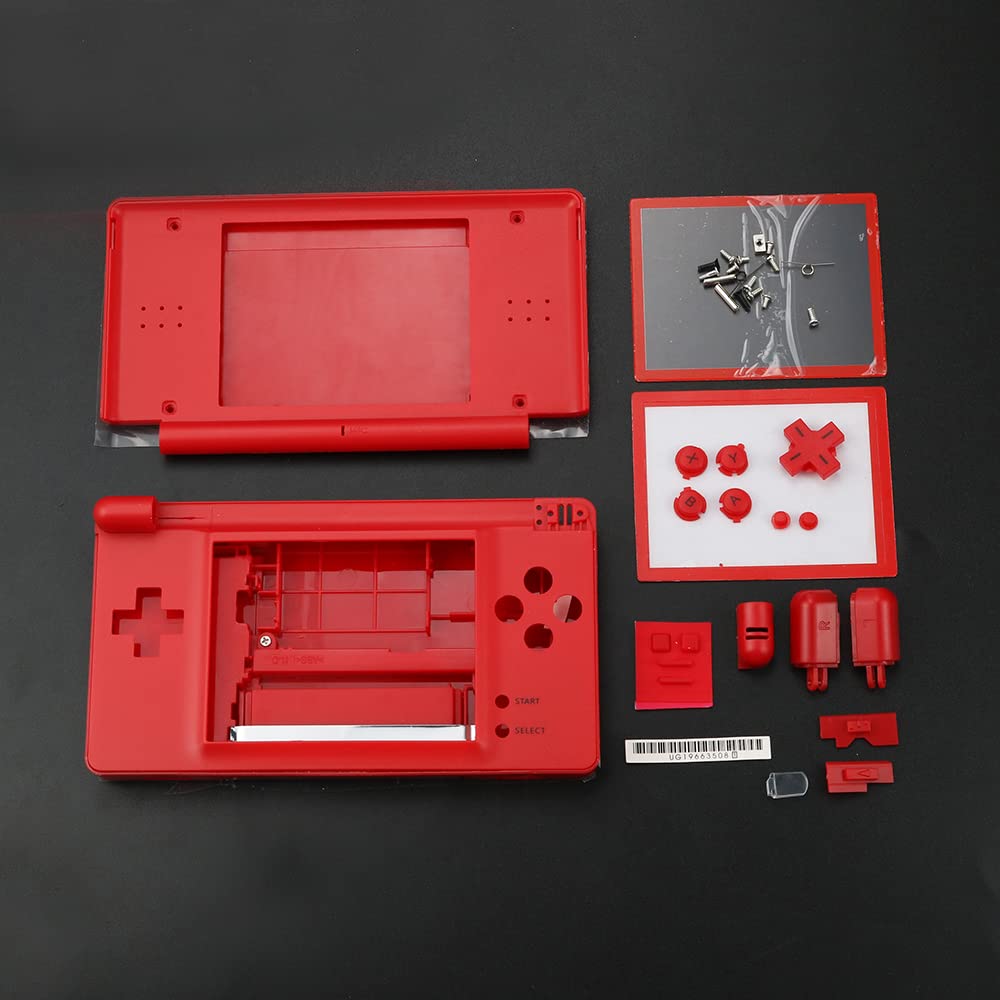 New Full Housing Case Cover Shell with Buttons Replacement Parts for DS Lite NDSL Game Console- Red.