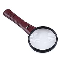 LED Light Glass Lens Handheld Mini Pocket Microscope Reading Jewelry Loupe for Seniors Loupe Jewelry Repair Glasses- with Light for Close Work Crafts Stand for Coins-Sewing Hands