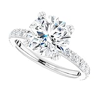 10K Solid White Gold Handmade Engagement Ring 5.0 CT Round Cut Moissanite Diamond Solitaire Weddings/Bridal Ring Set for Women/Her Propose Ring