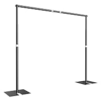 EMART Pipe and Drape Backdrop Stand Kit 8.5x10ft, Heavy Duty Backdrop Stand with Metal Steel Base Adjustable Background Support System for Photography, Wedding, Party - Black