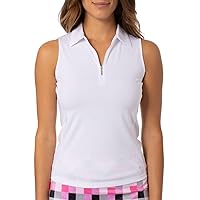GOLFTINI Women's Sleeveless Golf Tennis Polo with Zipper UPF 30+ Active Shirt