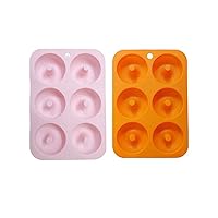 Ulalaza 2PCS Donut Pan Molds Non-Stick 6-Cavity Silicone Steel Donut Mold for Baking BPA Free Mold Sheet Tray Oven Microwave Dishwasher Freezer Safe Easy Clean