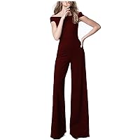 Off the Shoulder Jumpsuit for Women Dressy Formal Rompers Solid Wide Leg Jumpsuits Elegant Gowns Playsuit Outfits