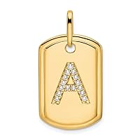 14k Gold Diamond Letter Name Personalized Monogram Initial A Animal Pet Dog Tag Charm Pendant Necklace Measures 17.76mm Wide 1.09mm Thick Jewelry for Women