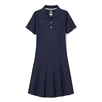 French Toast Girls' One Size Adaptive Short Sleeve Polo Dress with Hidden Hook and Loop Placket Closure