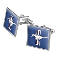 Ford Mustang Logo Square Cufflink Set - Silver or Gold