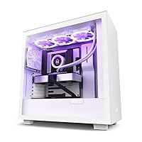 NZXT H7 - CM-H71BW-01 - ATX Mid Tower PC Gaming Case - Front I/O USB Type-C Port - Quick-Release Tempered Glass Side Panel - Vertical GPU Mount - Integrated RGB Lighting - White