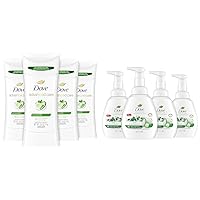 Dove Advanced Care Antiperspirant Cool Essentials Pack of 4 Deodorant for Women and Dove Foaming Hand Wash Aloe & Eucalyptus Pack of 4, 10.1 oz